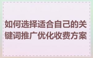 如何选择适合自己的关键词推广优化收费方案