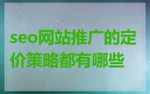 seo网站推广的定价策略都有哪些