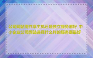 公司网站用共享主机还是独立服务器好_中小企业公司网站选择什么样的服务器最好
