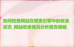 如何检查网站在搜索引擎中的收录状态_网站收录情况分析报告模板