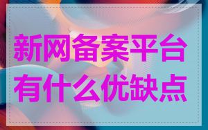 新网备案平台有什么优缺点