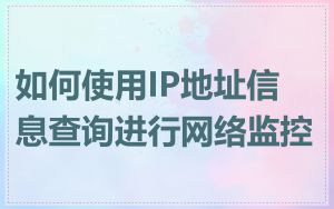如何使用IP地址信息查询进行网络监控