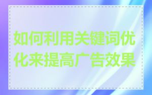 如何利用关键词优化来提高广告效果
