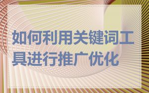 如何利用关键词工具进行推广优化