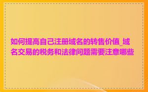 如何提高自己注册域名的转售价值_域名交易的税务和法律问题需要注意哪些