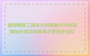 使用哪些工具来分析网站SEO状况_网站内容怎样编写才更利于SEO