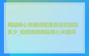 网站核心关键词密度应该控制在多少_如何选择网站核心关键词