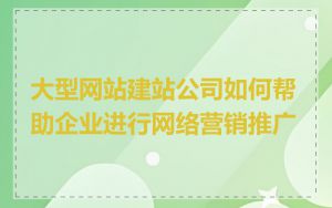 大型网站建站公司如何帮助企业进行网络营销推广