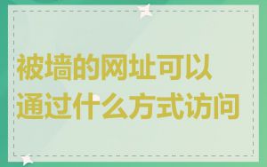 被墙的网址可以通过什么方式访问