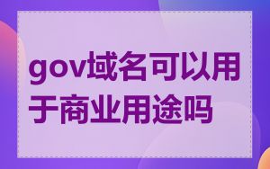 gov域名可以用于商业用途吗