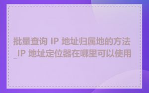 批量查询 IP 地址归属地的方法_IP 地址定位器在哪里可以使用