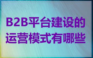 B2B平台建设的运营模式有哪些