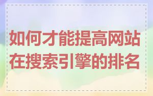 如何才能提高网站在搜索引擎的排名