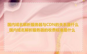 国内域名解析服务器与CDN的关系是什么_国内域名解析服务器的收费标准是什么