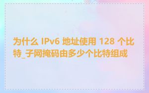 为什么 IPv6 地址使用 128 个比特_子网掩码由多少个比特组成