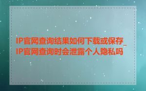 IP官网查询结果如何下载或保存_IP官网查询时会泄露个人隐私吗