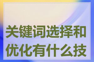 关键词选择和优化有什么技巧