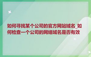 如何寻找某个公司的官方网站域名_如何检查一个公司的网络域名是否有效