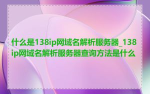 什么是138ip网域名解析服务器_138ip网域名解析服务器查询方法是什么