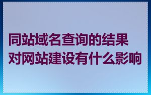 同站域名查询的结果对网站建设有什么影响