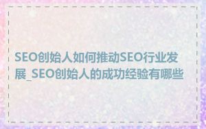 SEO创始人如何推动SEO行业发展_SEO创始人的成功经验有哪些