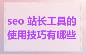 seo 站长工具的使用技巧有哪些