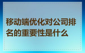 移动端优化对公司排名的重要性是什么
