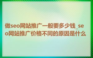 做seo网站推广一般要多少钱_seo网站推广价格不同的原因是什么