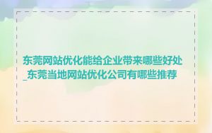 东莞网站优化能给企业带来哪些好处_东莞当地网站优化公司有哪些推荐