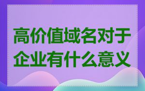 高价值域名对于企业有什么意义