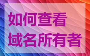 如何查看域名所有者