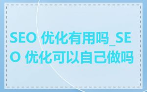 SEO 优化有用吗_SEO 优化可以自己做吗