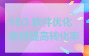 SEO 软件优化如何提高转化率