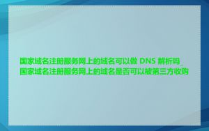 国家域名注册服务网上的域名可以做 DNS 解析吗_国家域名注册服务网上的域名是否可以被第三方收购