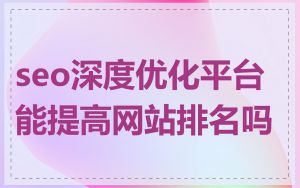 seo深度优化平台能提高网站排名吗