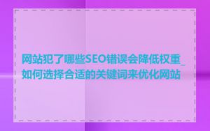 网站犯了哪些SEO错误会降低权重_如何选择合适的关键词来优化网站
