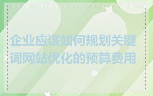 企业应该如何规划关键词网站优化的预算费用