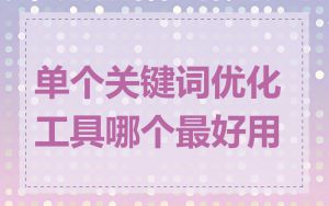 单个关键词优化工具哪个最好用