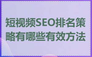 短视频SEO排名策略有哪些有效方法