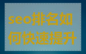 seo排名如何快速提升