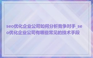 seo优化企业公司如何分析竞争对手_seo优化企业公司有哪些常见的技术手段