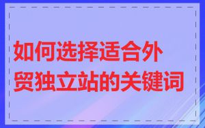 如何选择适合外贸独立站的关键词