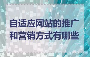 自适应网站的推广和营销方式有哪些
