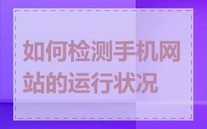 如何检测手机网站的运行状况