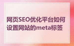 网页SEO优化平台如何设置网站的meta标签