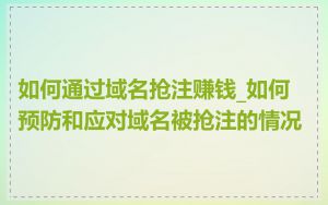 如何通过域名抢注赚钱_如何预防和应对域名被抢注的情况