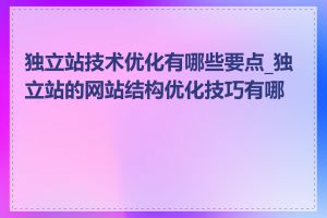 独立站技术优化有哪些要点_独立站的网站结构优化技巧有哪些