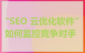 "SEO 云优化软件"如何监控竞争对手