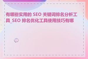 有哪些实用的 SEO 关键词排名分析工具_SEO 排名优化工具使用技巧有哪些