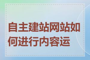 自主建站网站如何进行内容运营